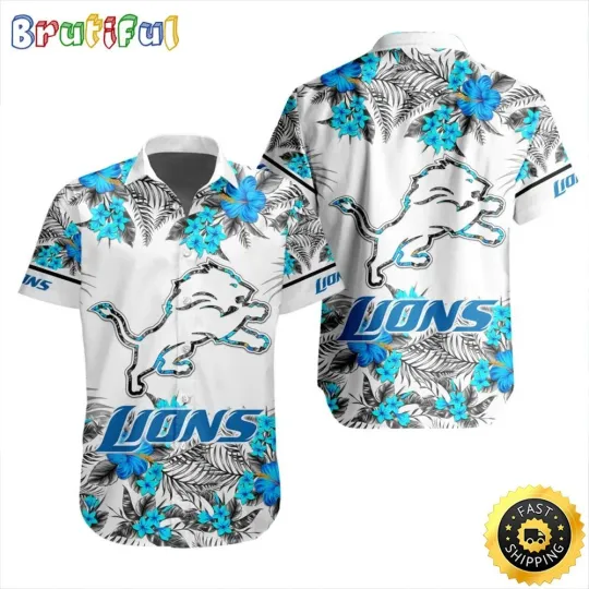 football Detroit Hawaiian Shirt Special Floral Tropical Team Spirit
