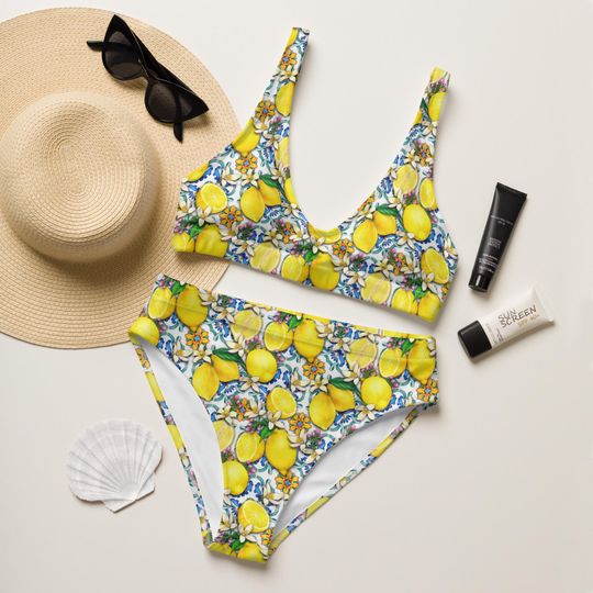 Lemon Print Bikini Swimsuit for Women
