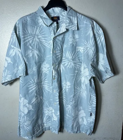 Vintage Hawaiian Shirt Mens size XL USA Route 66 Map Tropical Palms Trip print