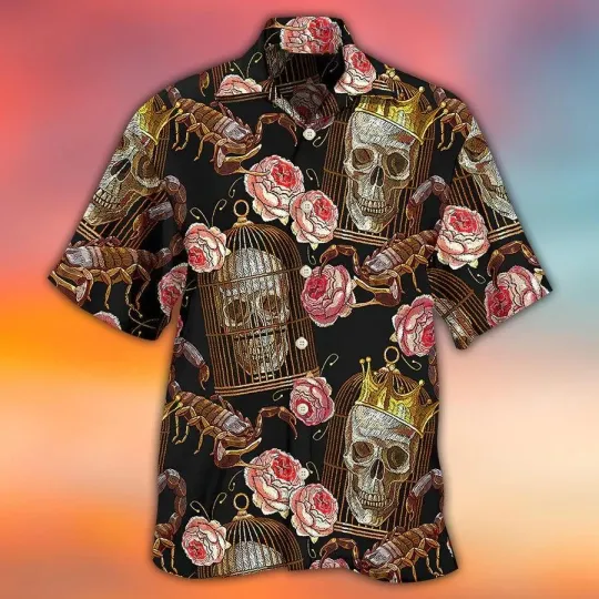 Discover Skull Aloha Hawaiian Shirt For Summer   Skull And Scorpion Hawaiian Shirt   Skul