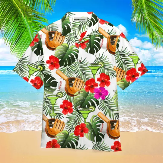 Baseball Hawaiian Shirt Baseball And Margarita Tropical Hawaiian Shirt For Men W