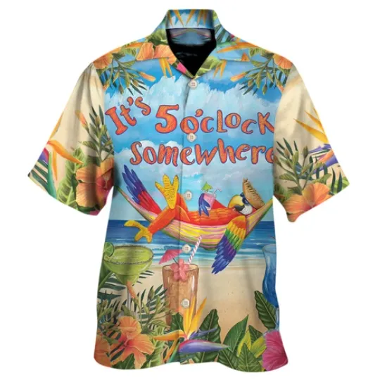 Discover Parrot Its 5 Oclock Somewhere Hawaiian Shirt For Men Women