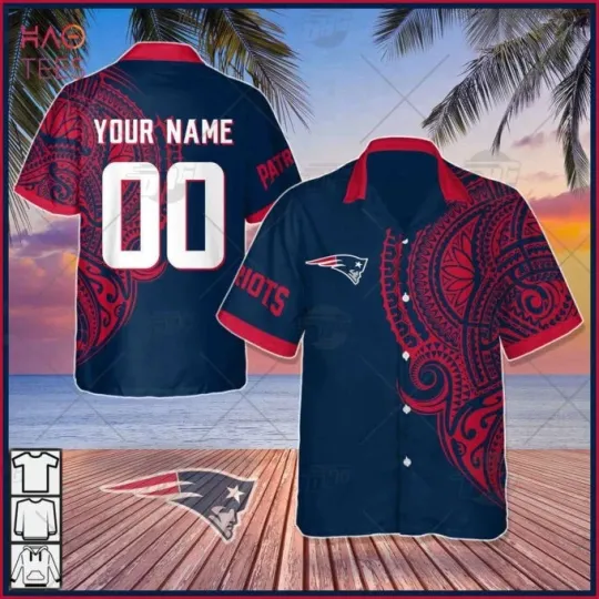 Discover Personalize football New England Polynesian Tattoo Design Hawaiian Shirt