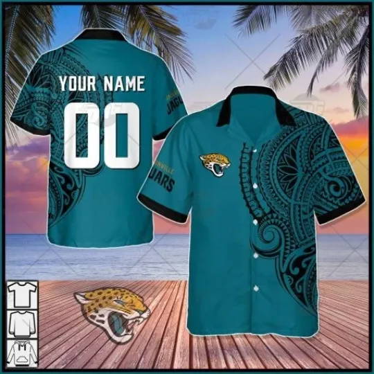Personalize football Jacksonville Polynesian Tattoo Design Hawaiian Shirt
