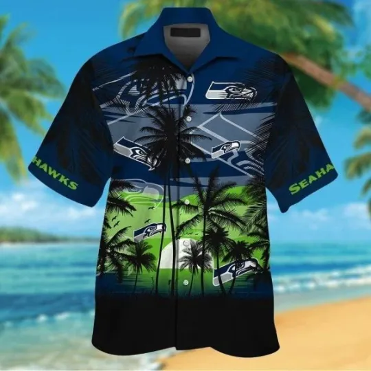 Discover Short Sleeve Button Up Tropical Seattle Football Hawaiian Shirt