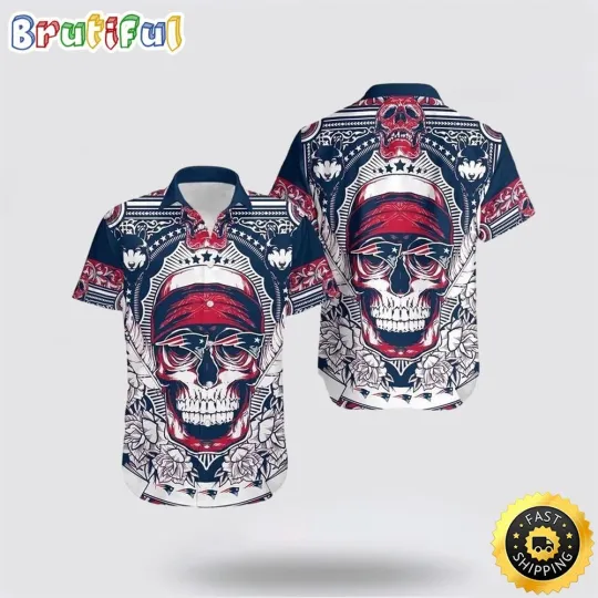 Discover New England Football Hawaiian Shirt Skull Show Off Your Tropical Team Spirit