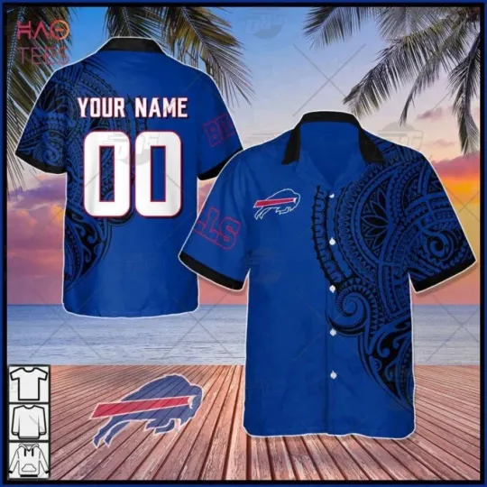 Discover Personalize football Buffalo Polynesian Tattoo Design Hawaiian Shirt