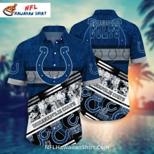 Discover Indianapolis Football Hawaiian Shirt Floral And Stripes Pattern Size S-5XL