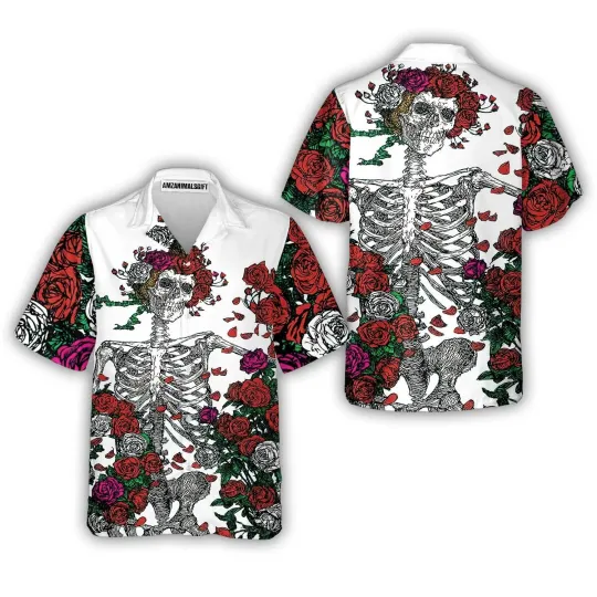 Grateful Dead Skull Hawaiian Shirt   Perfect Gift For Friend Family