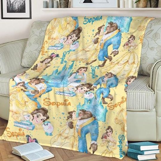 Personalized Beauty and the Beast Disney Princess Belle Blanket, Baby Girl Blanket, Princess Birthday Girl, Tale as Old as Time