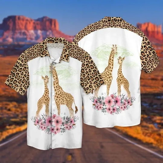 Discover Love Giraffes With Flowers Hawaiian Shirt