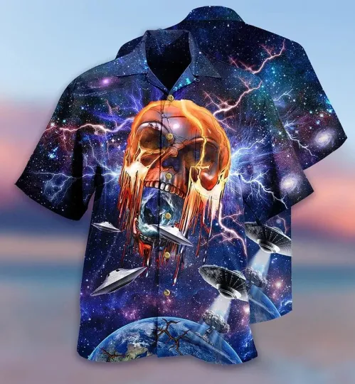 Discover Skull Aloha Hawaiian Shirt For Summer   Skull Love Galaxy Hawaiian Shirt   Perfe