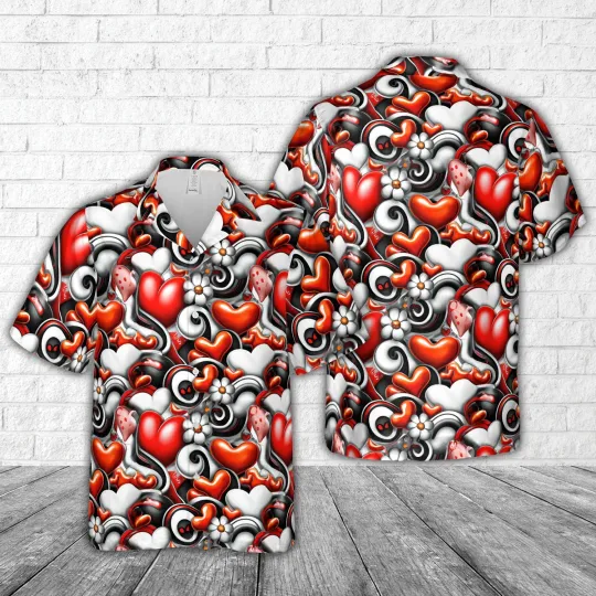 Discover Valentine Hearts Hawaiian Shirt