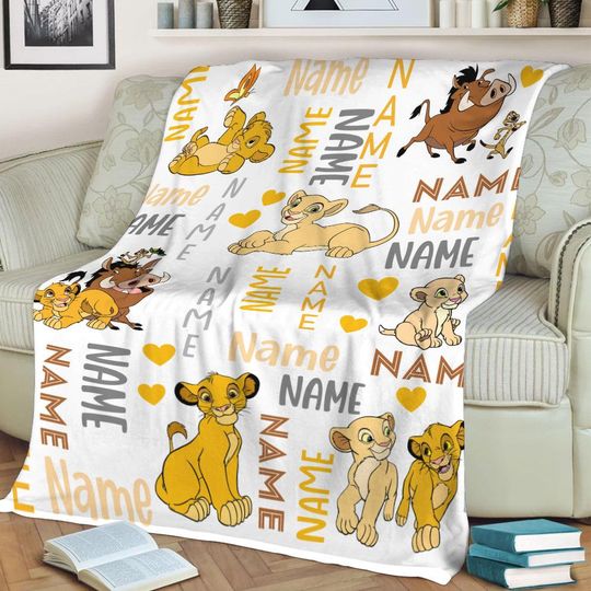 Personalized Baby Simba Blanket, Lion King Velveteen or Sherpa Blanket