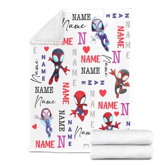 Discover Customized Spidey And His Amazing Blanket, The Spider Gwen Fleece Blanket, Spiderman Blanket, Spidey Gwen Baby Blanket Anniversary Gift