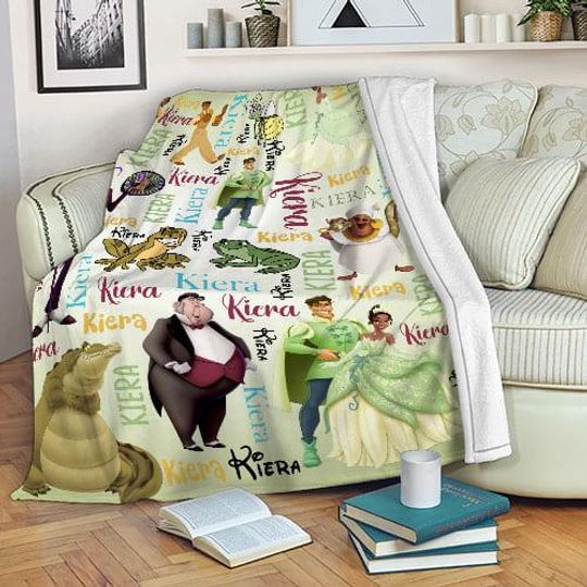 Personalized Disney The Princess And The Frog Blanket, Baby Girl Princess Birthday Girl Gift, Tiana Ray Louis Randy Blanket