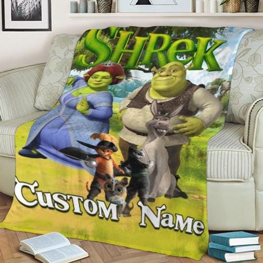 Personalized Shrek Character Blanket, Custom Family Christmas Gift