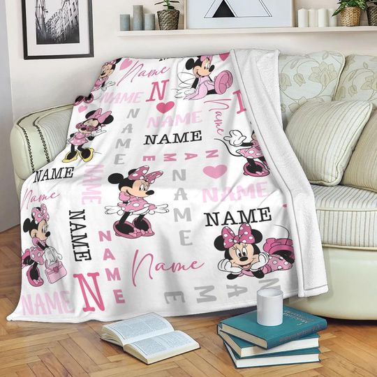 Discover Personalized Disney Minnie Blanket, Minnie Mouse Fleece Blanket, Disney Christmas Blanket Gift For Kids, Birthday Gift, Custom Name Minnie