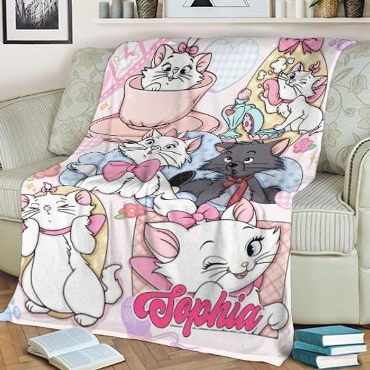 Discover Custom Marie The Cat Fleece Blanket, Personalized Gift
