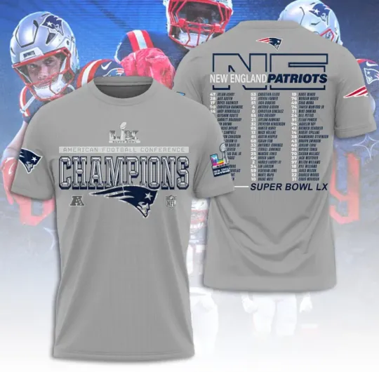 Discover New Englandd Patri-Ot  Afc Champions Unisex 3D T-Shirt Gift For Fans