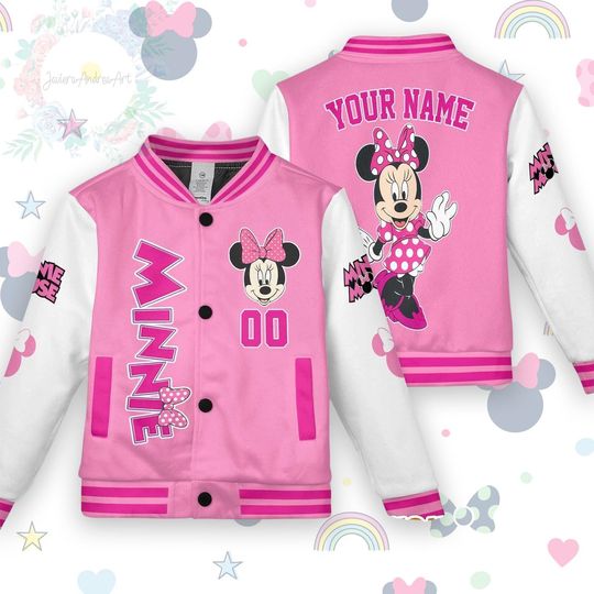 Personalized Disney Classic Minnie Mouse Jacket, Retro Minnie Jacket for Disneyland Trip
