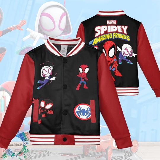 Spidey and Friends Baseball Jacket, Superhero Team Jacket