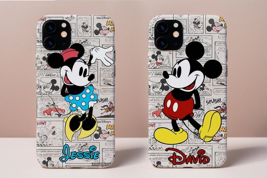 Discover Personalized Couple Disney Comics Phone Case, Mickey and Minnie Christmas Gift, Couple phone case, Disney Friends Gifts