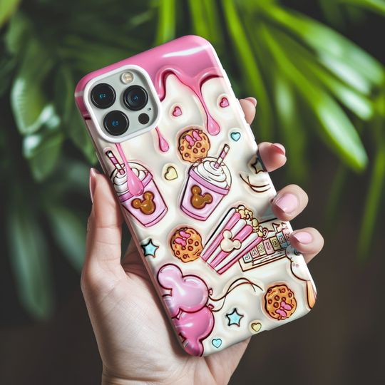 Discover Adorable Disney Snacks Tough Phone Case - Magical Pink Mickey Snacks Phone Case Gift for Disney Fan