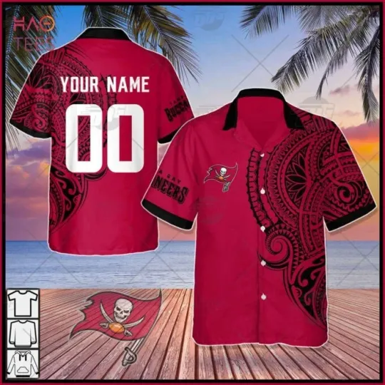 Discover Personalize football Tampa Bay Polynesian Tattoo Design Hawaiian Shirt