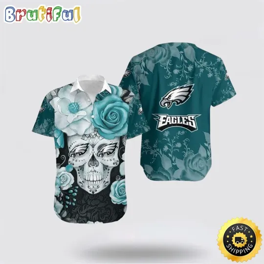 football Philadelphia Hawaiian Shirt Skull Embrace Game Day Island Style