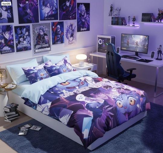 K-Pop Demon Hunters Anime Bedding Set for Dormitory