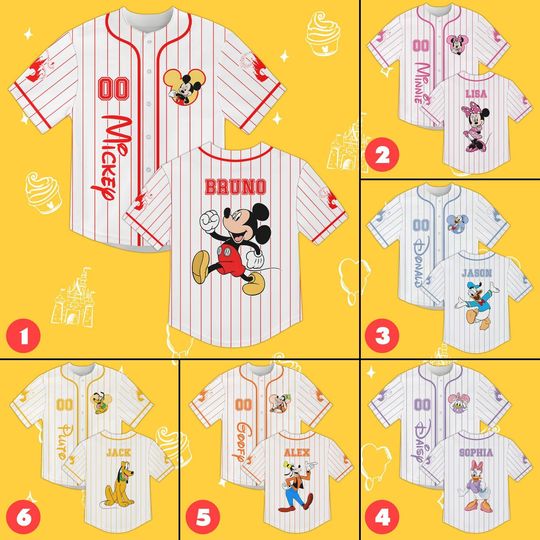 Discover Custom Mickey And Friends Baseball Jersey, Disney Character Shirt, Disney Trip Matching Jersey