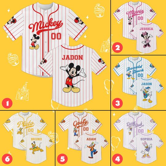 Discover Custom Mickey And Friends Baseball Jersey, Disney Matching Family Shirt