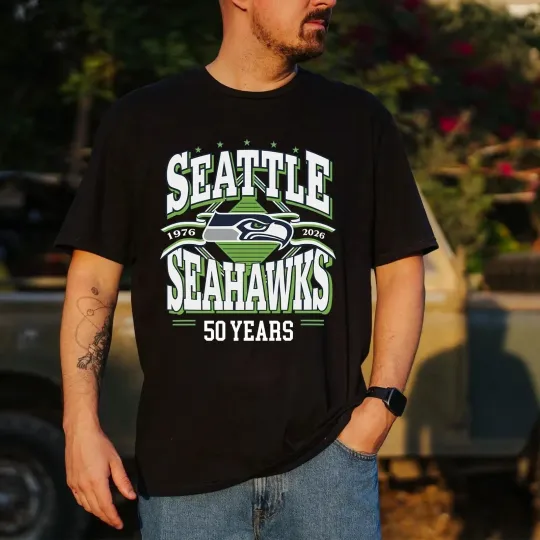 Discover Seattle Seahawks 50th Anniversary 1976-2026 T-Shirt, Go Hanks 50 Years Shirt