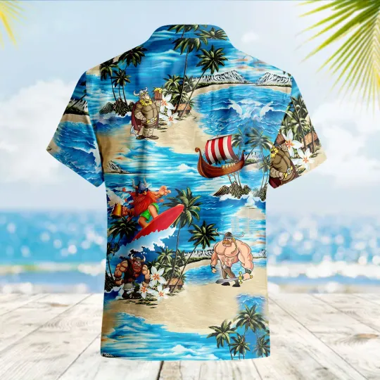 Discover Viking Surfing Hawaiian Tropical Summer Shirt