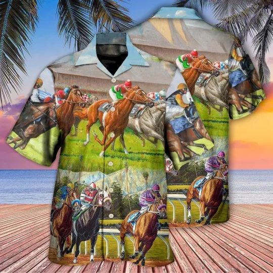 Discover Horse Hawaiian Shirts For Summer  Horse Racing Dont Look Back Hawaiian Shirt