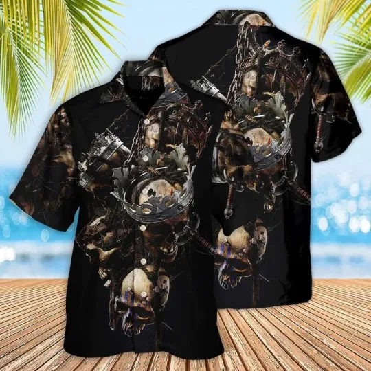Discover Skull Aloha Hawaiian Shirt For Summer   Skull Only In Their Death Can A King Li
