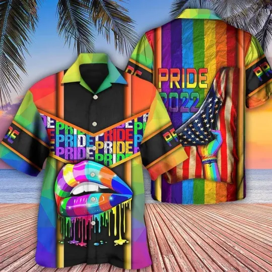 Discover LGBT Aloha Hawaiian Shirt For Summer  LGBT American Pride 2022 Hawaiian Shirt