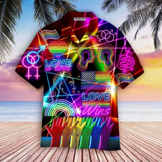 Discover LGBT Aloha Hawaiian Shirts For Summer Love Wins Pride Rainbow Colorful Of LGBT H