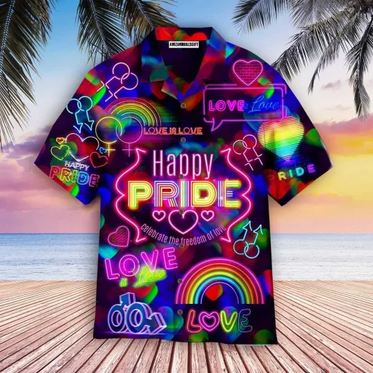 Discover LGBT Aloha Hawaiian Shirts For Summer Rainbow Colorful LGBT Hawaiian Shirts Gift