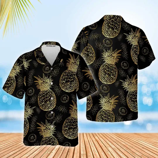 Discover Pineapple Pattern Hawaiian Shirt Colorful Summer Aloha Shirt For Men Women
