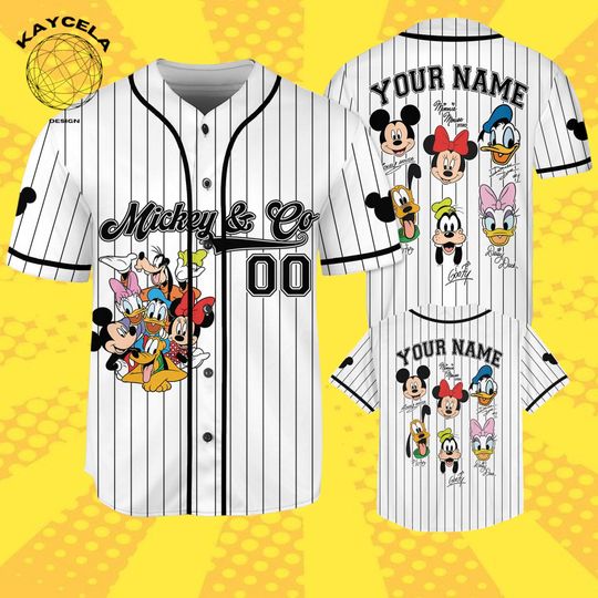 Discover Personalized Mickey & Friends Baseball Jersey, Custom Kid Youth Adult Disney Jersey, Mickey And Co Birthday Gift