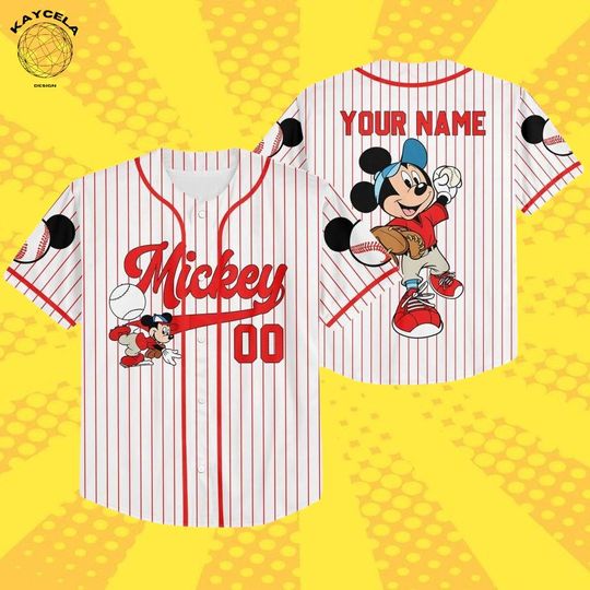 Discover Personalized Disney Mickey Play Baseball Jersey, Custom Kid Youth Adult Disney Jersey