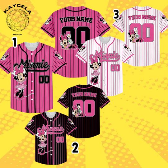 Discover Personalized Minnie Baseball Jersey, Custom Minnie Matching Jersey, Disneyland Baseball Shirt