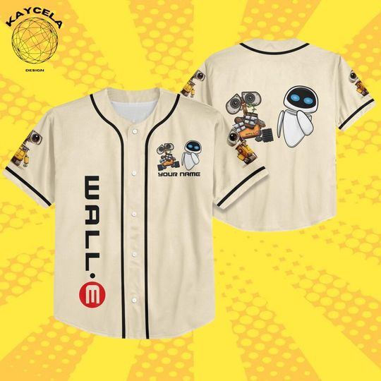 Discover Personalized Disney WALL-E and EVE Baseball Jersey, Custom Name Number Couple Jersey