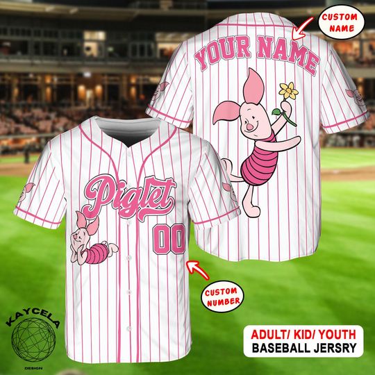 Discover Custom Disney Piglet Baseball Jersey, Winnie The Pooh Shirt, Personalized Disney Jersey