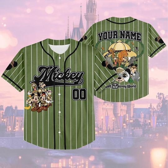 Discover Custom Disney Mickey Mouse Safari Baseball Jersey, Custom Disney Animal Kingdom Mickey&Friends Jersey