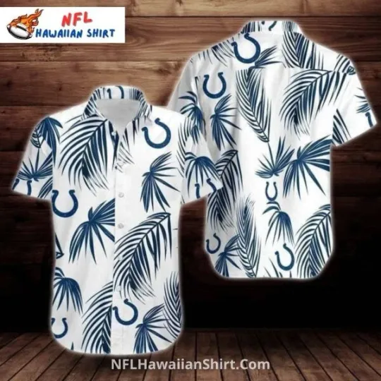Discover Indianapolis Football White Palm Leaf Minimalist Hawaiian Shirt Size S-5XL