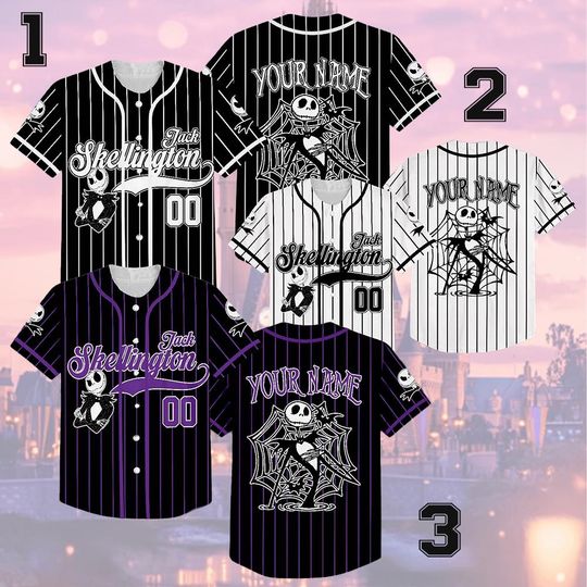 Discover Personalized Jack Skellington Baseball Jersey, Custom Nightmare Before Christmas Jersey