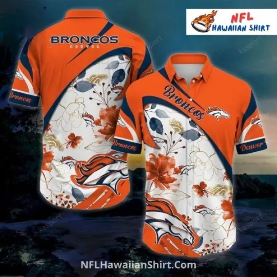 Discover Elegant Floral Orange And White Denver Football Hawaiian Shirt Size S-5XL